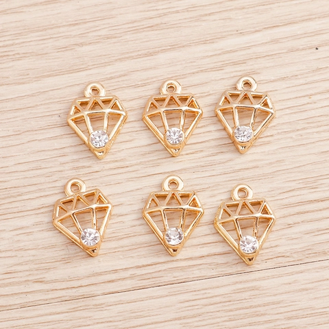 Hohl Diamant Geometrische Anhänger Legierung Strass Gold Plattiert DIY Schmuckherstellung Zubehör Für Ohrringe Halskette Anhänger