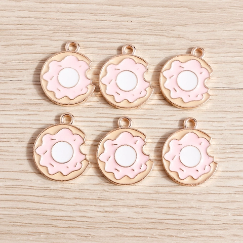 Pendentifs Nourriture Beignet Rose Brique de Lait Alliage Émail Pour Bricolage Boucle d'Oreille Collier Porte-Clés Bijoux