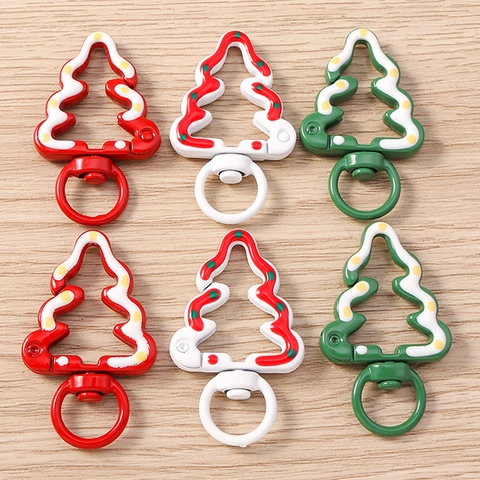 Chiusura a Moschettone in Lega di Zinco a Forma di Albero di Natale Smalto DIY Accessori per Gioielli Gancio per Portachiavi