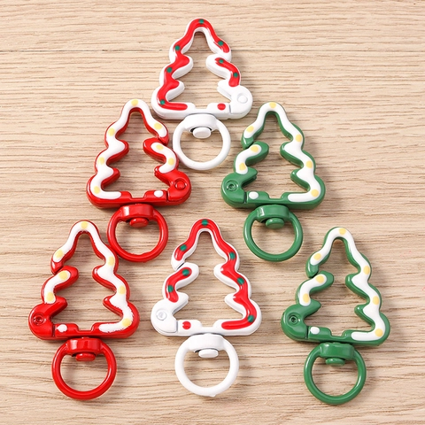 Chiusura a Moschettone in Lega di Zinco a Forma di Albero di Natale Smalto DIY Accessori per Gioielli Gancio per Portachiavi