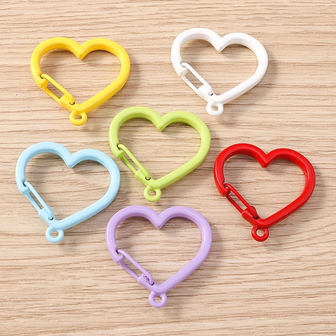 Fibbia a Molla a Forma di Cuore in Lega Verniciata Moschettone Cuore Chiusura a Aragosta DIY Creazione Gioielli Gancio Portachiavi Connettore Accessori