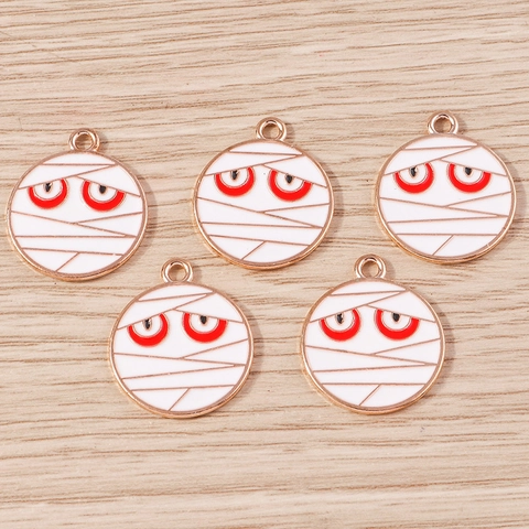 Pendentif en Émail de Globe Oculaire de Momie d'Halloween Breloques Rondes en Alliage de Zinc pour Accessoires de Fabrication de Bijoux DIY Collier Bracelet Porte-clés
