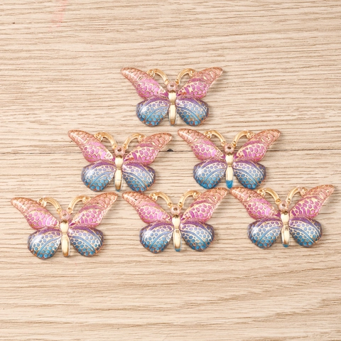 Pendentifs Papillon en Alliage Dégradé Émail Charms pour Collier Bracelet Porte-Clés DIY Accessoires de Bijouterie