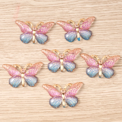 Pendentifs Papillon en Alliage Dégradé Émail Charms pour Collier Bracelet Porte-Clés DIY Accessoires de Bijouterie