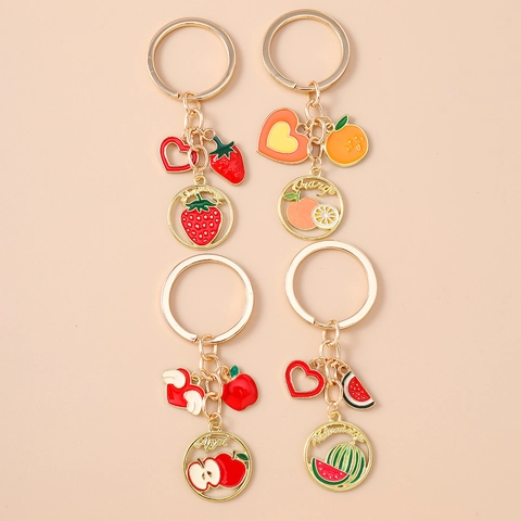 Simpatico Portachiavi in Smalto a Forma di Frutta Fragola Arancia Mela Anguria in Lega di Zinco per Ciondolo Borsa Donna Regalo