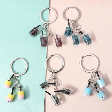 Llavero Creativo de Té de Burbujas en Miniatura Colgante de Taza de Bebida Simulada Lindo Accesorio de Resina para Bolso Regalo para Mujeres Niñas