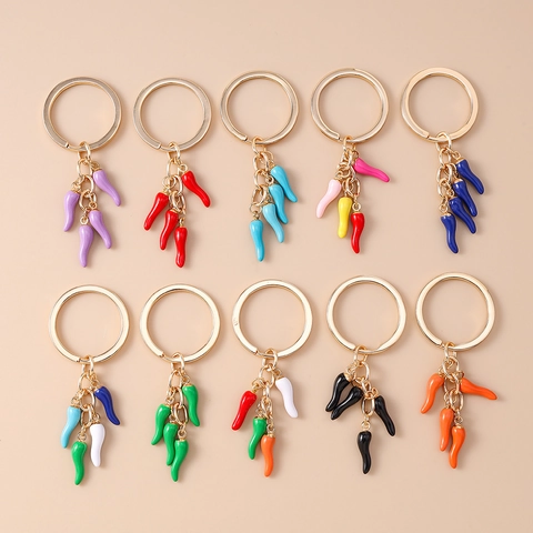 Simulatie Chilipeper Sleutelhanger Mode Zinklegering Kleurrijke Emaille Voedsel Tas Hanger Voor Vrouwen Auto Sleutelring Sieraden