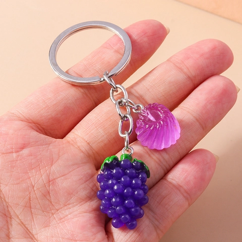 Mode Simulation Frucht Harz Schlüsselanhänger Süße Wassermelone Banane Traube Tasche Anhänger Für Damen Mädchen Schmuck