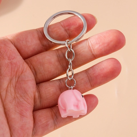 Cute 3D Cartoon Elephant Keychain Plastic Resin Animal Key Ring For Bag Pendant Charm Women Kids Fashion Jewelry Gift