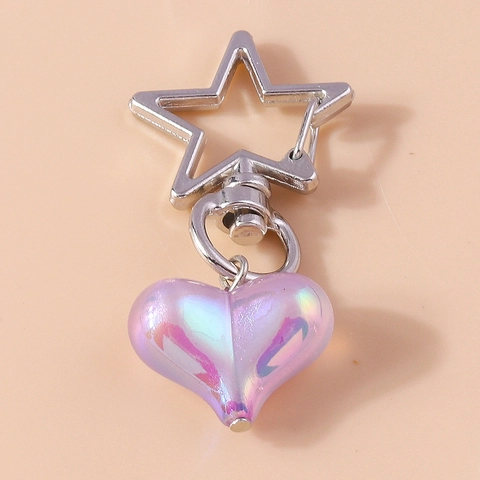Portachiavi in Resina a Forma di Cuore Moda Gancio a Stella Cangiante Ciondolo Borsa Laser Sfumato Portachiavi Coppia Regalo Donna