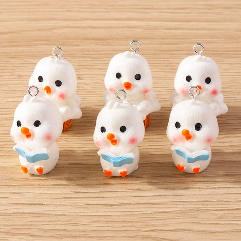 Simpatici Pulcini Animati Lettura Libro Cupcake Animali Lega Zinco Ciondoli Per DIY Collana Bracciale Portachiavi Accessori