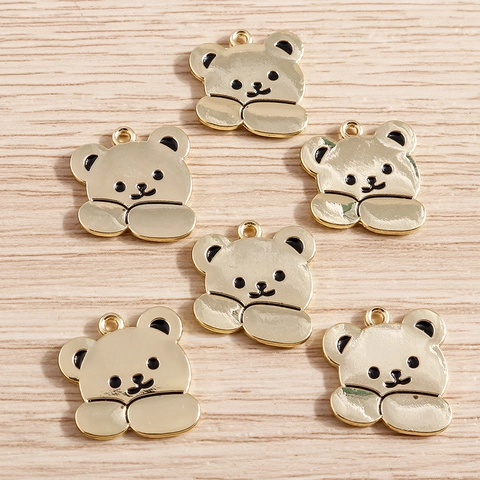 Süße Cartoon Bären Anhänger Zinklegierung Emaille Tier Charms DIY Halskette Armband Schlüsselanhänger Schmuck Zubehör