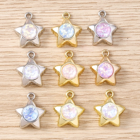 Alloy Star Pendants Sparkling Rhinestone Star Charms For DIY Bracelet Necklace Keyring Jewelry Making Women Accessories