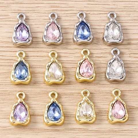 Teardrop Legierung Eingelegte Strass Anhänger Für DIY Halskette Ohrring Armband Herstellung Damen Süße Traan Schmuck Charms