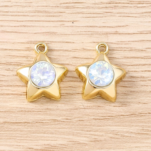 Alloy Star Pendants Sparkling Rhinestone Star Charms For DIY Bracelet Necklace Keyring Jewelry Making Women Accessories