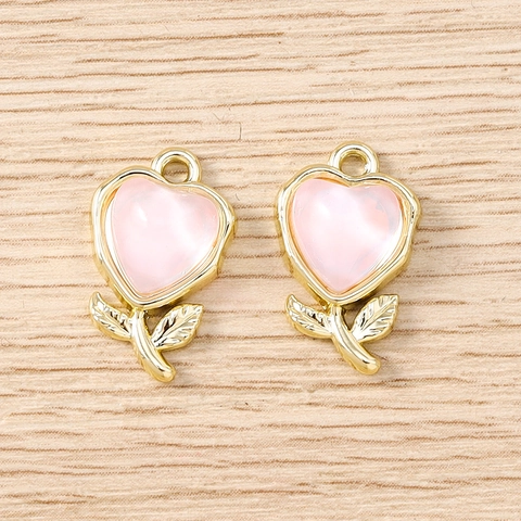 Pendente Colorato Tulipano a Cuore in Lega di Zinco Resina Fai da Te Creazione Gioielli Collana Bracciale Orecchini Donna