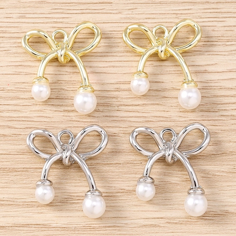 Schleife Künstliche Perle Anhänger Zinklegierung Schleife DIY Schmuck Zubehör Für Ohrringe Halskette Haarschmuck Damen Mode Schmuck Charms