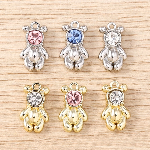 Zinklegierung Strass Bär Form Anhänger Charm Für DIY Schmuckherstellung Halskette Armband Schlüsselanhänger Tier Zubehör