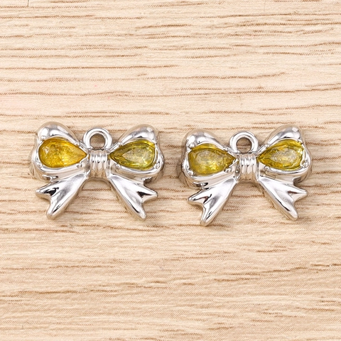 Pendentifs Nœud Papillon en Alliage de Zinc Avec Strass pour la Fabrication de Bijoux DIY Colliers Bracelets Boucles d'Oreilles