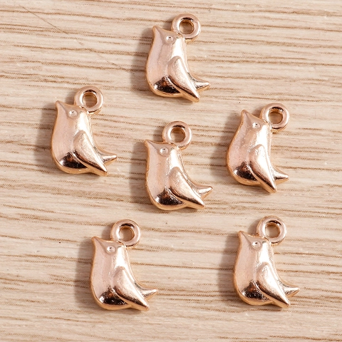Ciondoli a Forma di Uccellino in Lega di Zinco Oro Rosa per Gioielli Fai da Te Collane Braccialetti Accessori Animali