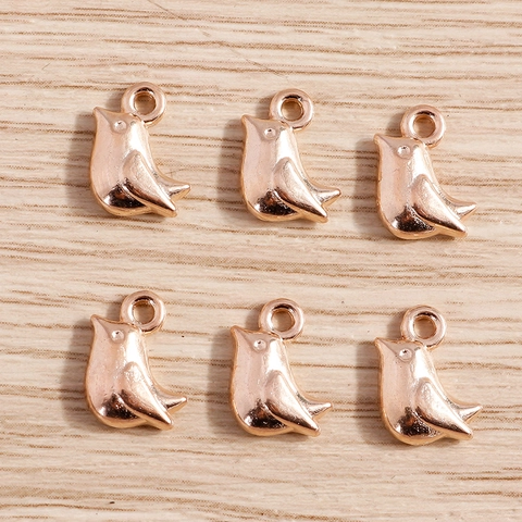 Ciondoli a Forma di Uccellino in Lega di Zinco Oro Rosa per Gioielli Fai da Te Collane Braccialetti Accessori Animali