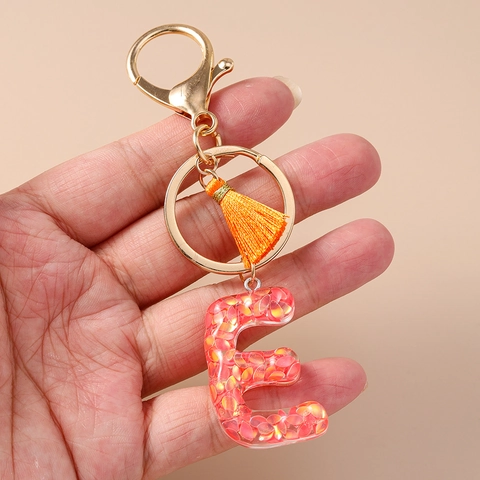 Mode Harz Alphabet Schlüsselanhänger Mit Quaste Bunte Pailletten Initialen Schlüsselring Gold Hummerverschluss Damen Taschenanhänger Schmuck