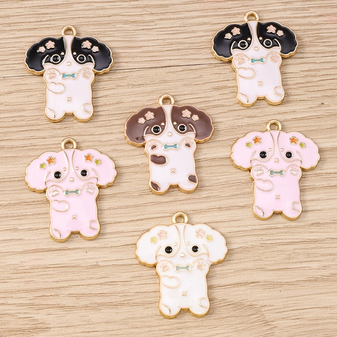 Cartoon Hund Emaille Tropfen Zinklegierung Anhänger Für DIY Schmuckherstellung Welpe Tier Charms Für Halskette Armband Handwerk Zubehör