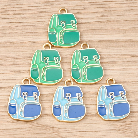 Enamel Mini Backpack Charms Alloy Schoolbag Pendants DIY Jewelry Making Necklace Bracelet Keychain Accessories Mini Bag