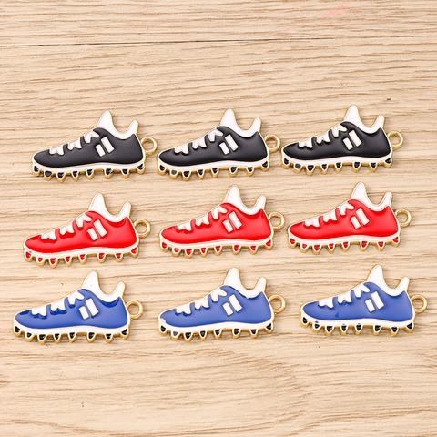 Zinc Alloy Football Cleat Charms Enamel Soccer Shoe Pendants For DIY Bracelet Necklace Keychain Making Sporty Jewelry Accessories