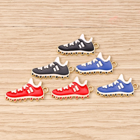 Zinc Alloy Football Cleat Charms Enamel Soccer Shoe Pendants For DIY Bracelet Necklace Keychain Making Sporty Jewelry Accessories