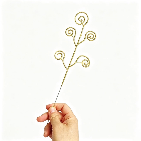 Christmas Glitter Spiral Decorative Picks Artificial Curly Branches For Xmas Tree Party Floral Arrangement Sparkling