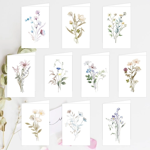 Watercolor Floral Greeting Cards With Kraft Envelopes For Birthday Mothers Day Anniversary Graduation Cardstock Artistic