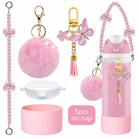 Accessoires de Bouteille d'Eau en Silicone Hotte et Sangle Charm Pendentif Nœud Papillon Gland pour Décoration de Tasse