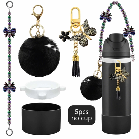 Accessoires de Bouteille d'Eau en Silicone Hotte et Sangle Charm Pendentif Nœud Papillon Gland pour Décoration de Tasse