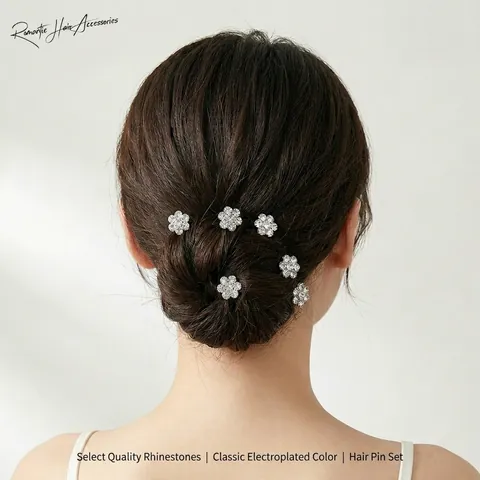 Forcine Per Capelli Con Fiori Di Strass Lega Ondulata A Forma Di U Elegante Matrimonio Sposa Gioielli Vintage Per Donna