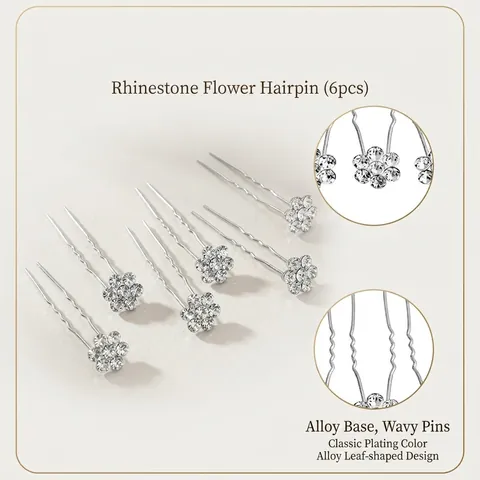 Forcine Per Capelli Con Fiori Di Strass Lega Ondulata A Forma Di U Elegante Matrimonio Sposa Gioielli Vintage Per Donna