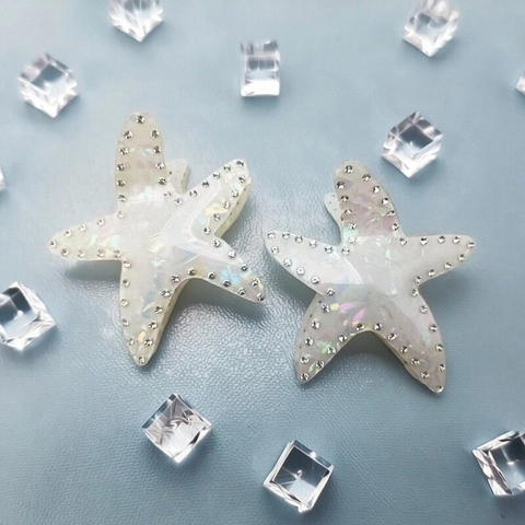 Pinza de Garra de Estrella de Mar PVC Diamantes de Imitación Irisado para Mujer Elegante Accesorio de Pelo Estilo Marino