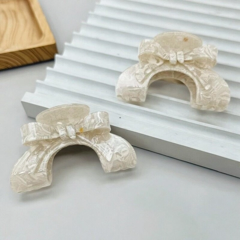Elegante Molla per Capelli in PVC con Fiocco Francese Texture Marmorea Clip a Squalo per Donna Accessori Capelli