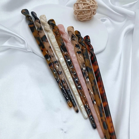 Pic à Cheveux en Acétate Vintage Style Chinois Écaille de Tortue Motif Marbre Minimaliste Accessoires de Cheveux pour Femmes Bijoux Hanfu