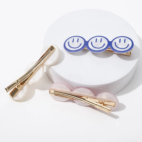 Pince à Cheveux en Acrylique Visage Souriant Mignon pour Femmes Style Coréen Pince Latérale Simple Accessoires de Mode Quotidienne
