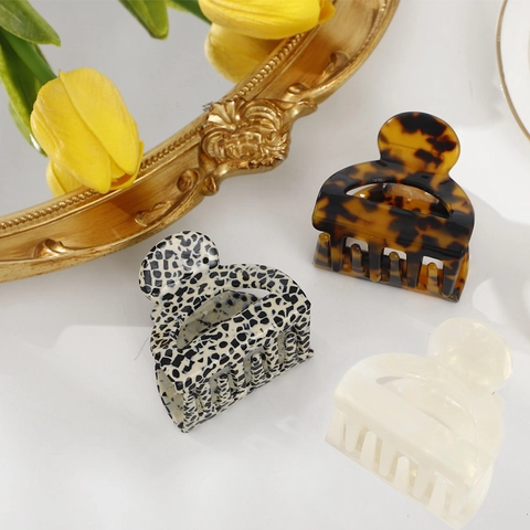 Molla per Capelli in Acetato Stile Coreano Tartarugato Stampa Mucca Semincerchio Piccole Mollette Vintage Donna Accessori Capelli