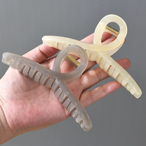 Pinza de Garra de Resina Mate Grande Forma de Cinta Clip de Tiburón para Mujer Elegante Color Sólido Antideslizante Accesorios de Cabello