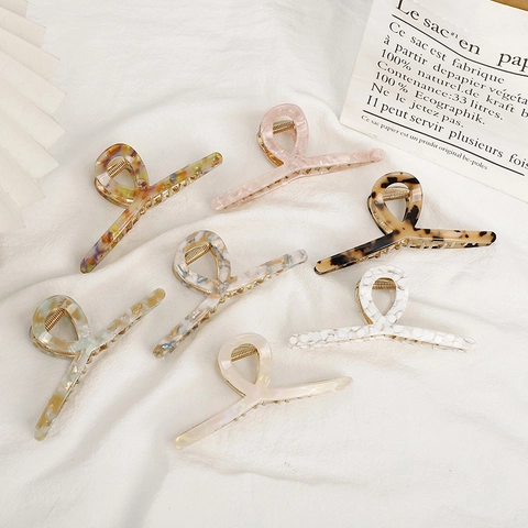 Elegante Molletta per Capelli in Stile Francese in Acetato e Lega di Zinco Motivo Marmo Grande Artiglio per Capelli Donna