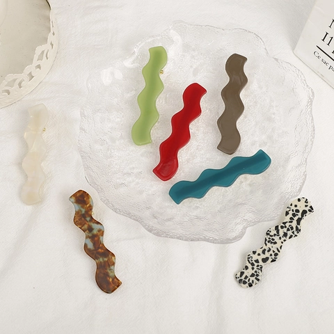 Pinzas para el Cabello de Acetato de Celulosa en Forma de Onda Sin Marca Clips de Pico de Pato Geométricos para Mujeres