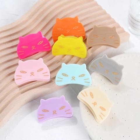 Simpatica Molla per Capelli in Acrilico a Forma di Gatto per Donna Ragazza Stile Animale Minimalista con Dettagli a Linee Dorate Accessori per Capelli