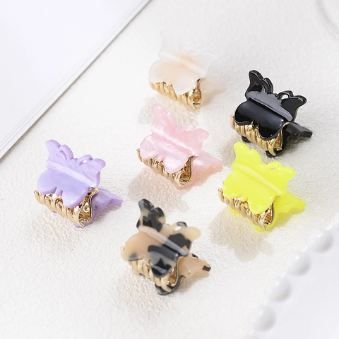 Mini Pinza de Pelo de Mariposa de Acrílico para Mujer Color de Caramelo Hecha a Mano Muelle de Aleación Accesorios para el Cabello