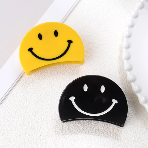 Damen Koreanisch Acryl Smiley Gesicht Haarkralle Einfach Geometrisch Halbkreis Haifischclip Täglich Haar Accessoires