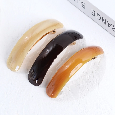 Elegante Fermaglio per Capelli in Acetato di Cellulosa Curvo da Donna Minimalista Francese Vintage Molletta Lucida