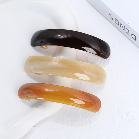 Elegante Fermaglio per Capelli in Acetato di Cellulosa Curvo da Donna Minimalista Francese Vintage Molletta Lucida