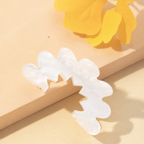 Elegante Pinza per Capelli in Acrilico Fiore Fresco Onda Cava Shark Clip Stile Francese Trama Marmo Accessori per Capelli Donna